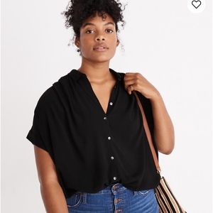 madewell central drapey shirt in navy